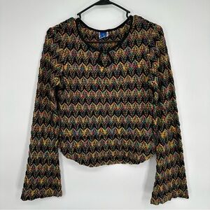 Vintage B. True Multi Color Knit Bell Sleeve Top Medium